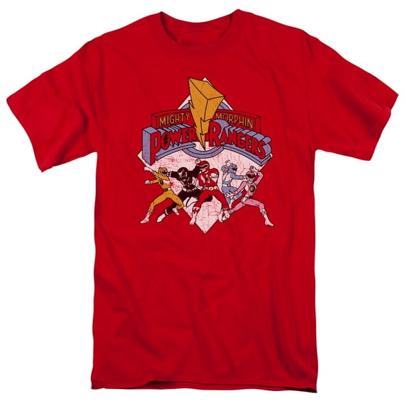 Mighty Morphin Power Rangers Retro Rangers Mens Short Sleeve Shirt