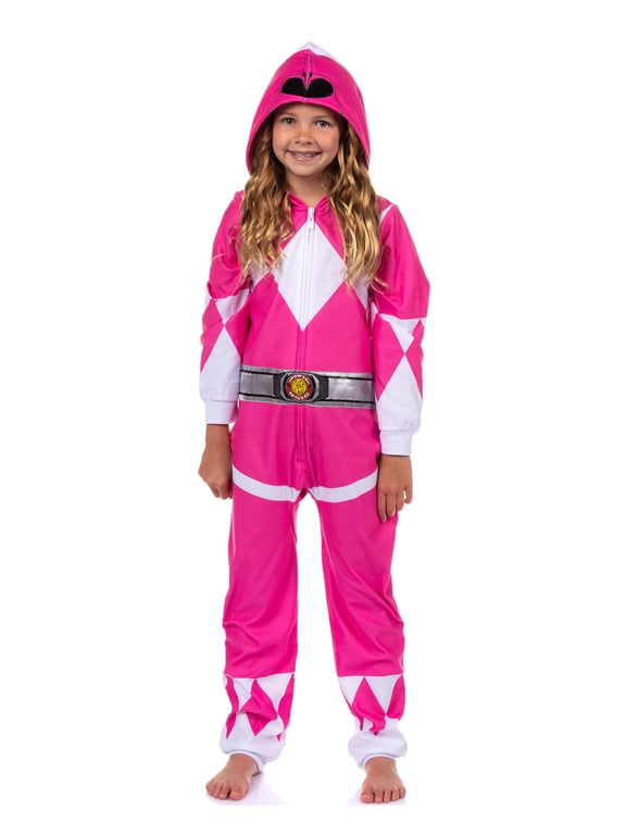 Mighty Morphin Power Rangers Union Suit Kids All Character Footless Hooded Pajama Boys Girls