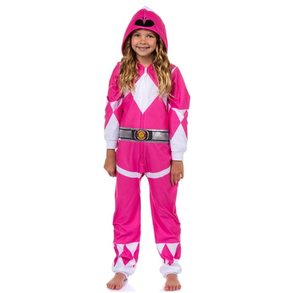 Mighty Morphin Power Rangers Unisex Kids' MMPR Pajama Union Suit 1PC Loungewear Boys Girls - Green Blue Pink Red Ranger