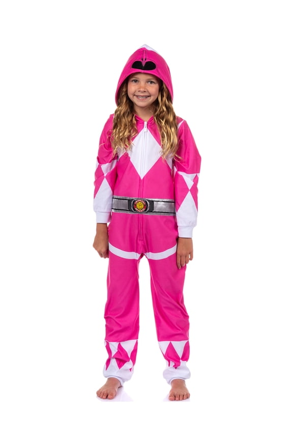 Mighty Morphin Power Rangers Unisex Kids' MMPR Pajama Union Suit 1PC Loungewear Boys Girls - Green Blue Pink Red Ranger