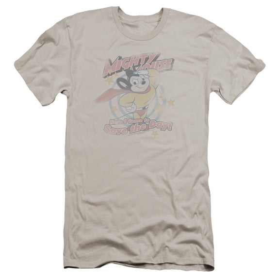Mighty Mouse At Your Service Premium Canvas Adult Slim Fit 30/1 T-Shirt Silver