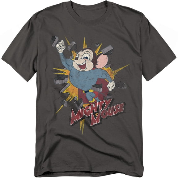 Mighty Mouse Men's Break Through T-shirt Large Charcoal