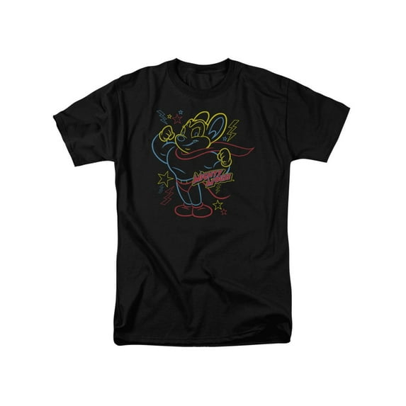 Mighty Mouse Cartoon CBS TV Series Neon Hero Adult T-Shirt Tee
