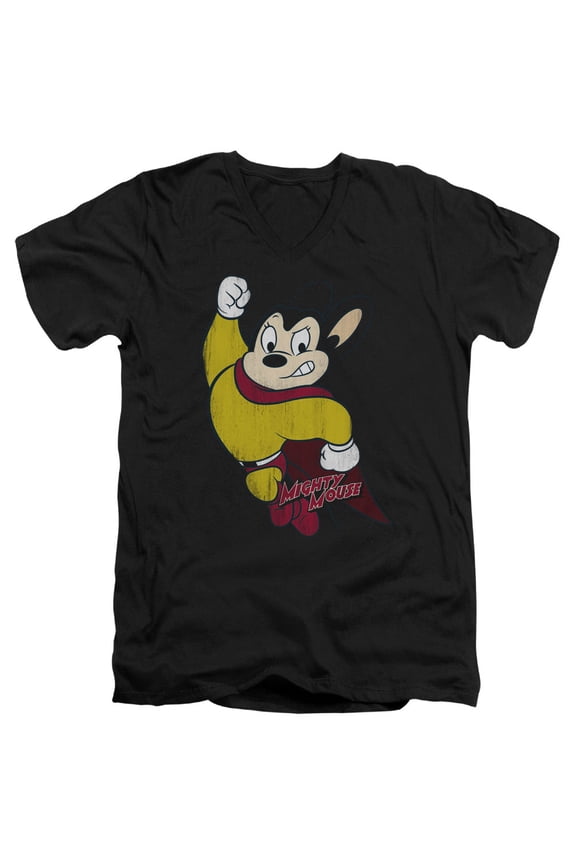 Mighty Mouse - Classic Hero - Slim Fit V Neck Shirt - Large