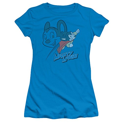 Mighty Mouse Double Mouse Junior Women's Sheer T-Shirt Turquoise