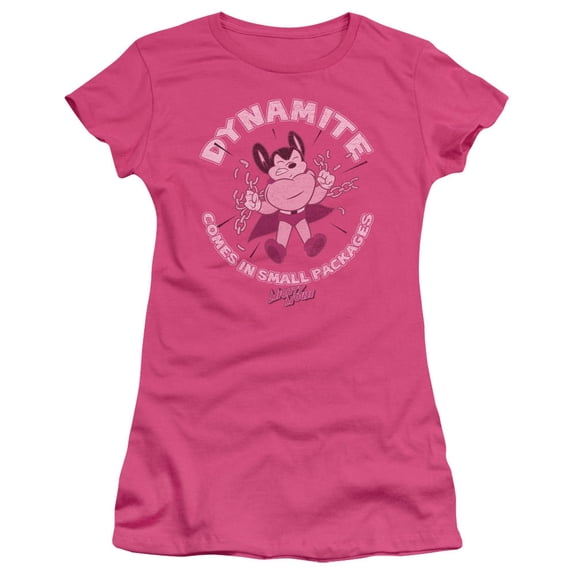 Mighty Mouse Dynamite Junior Women's Sheer T-Shirt Hot Pink