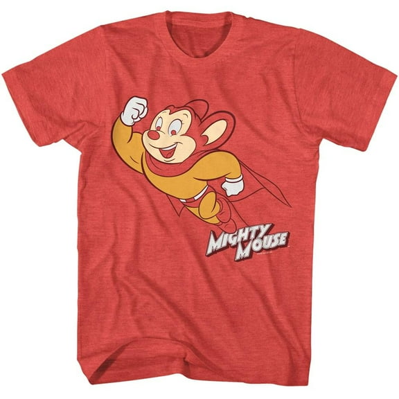 Mighty Mouse Flying Men's T Shirt (RedHeather, AdultM)