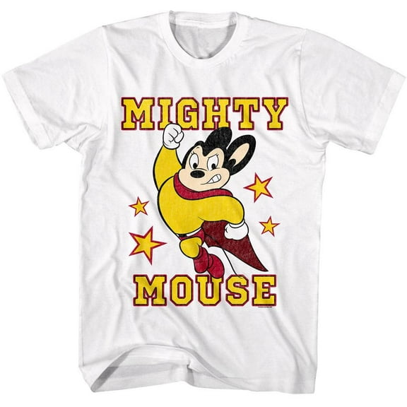 Mighty Mouse Super Star Men's T Shirt (White, Adult6XL)