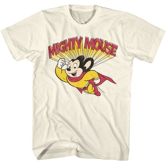 Mighty Mouse Hero Flying Men's T Shirt (Ivory, AdultL)