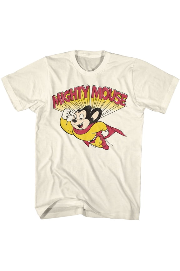 Mighty Mouse Hero Flying Men's T Shirt (Ivory, AdultM)