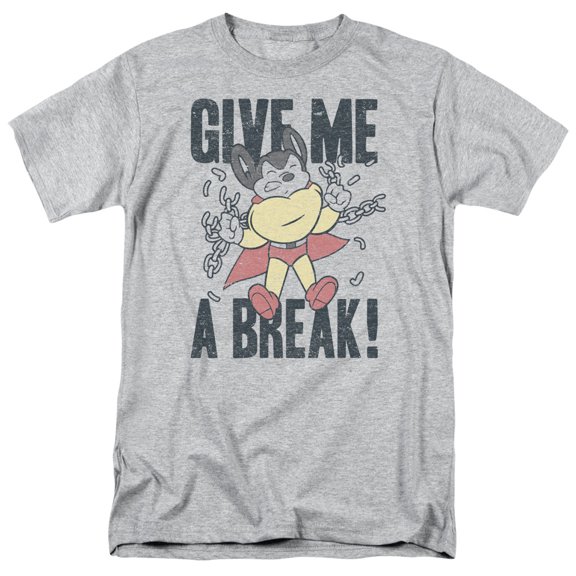 Mighty Mouse - Give Me A Break - Adult Unisex Short Sleeve T-Shirt - Gray