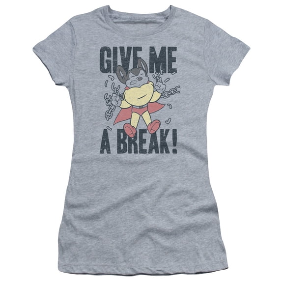 Mighty Mouse - Give Me A Break - Juniors Teen Girls Cap Sleeve Shirt - Small