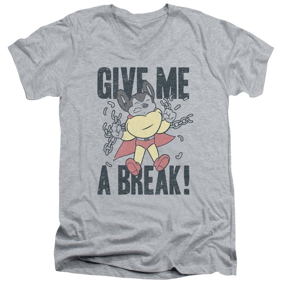 Mighty Mouse - Give Me A Break - Slim Fit V Neck Shirt - X-Large