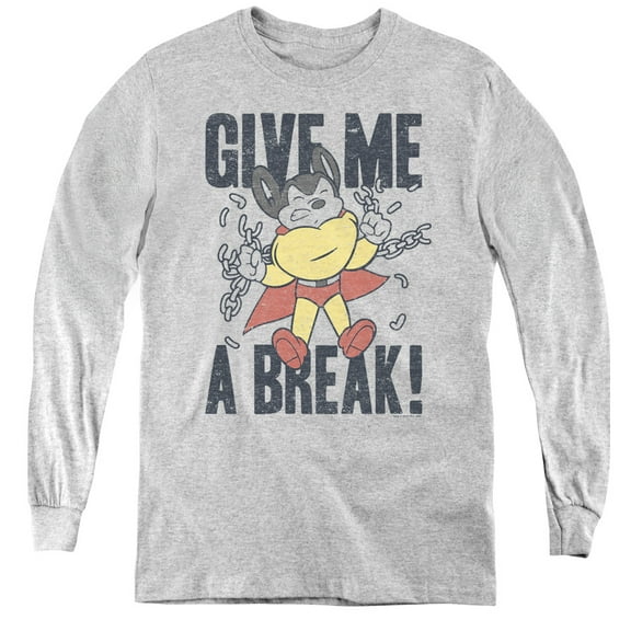 Mighty Mouse - Give Me A Break - Youth Long Sleeve Shirt - Small