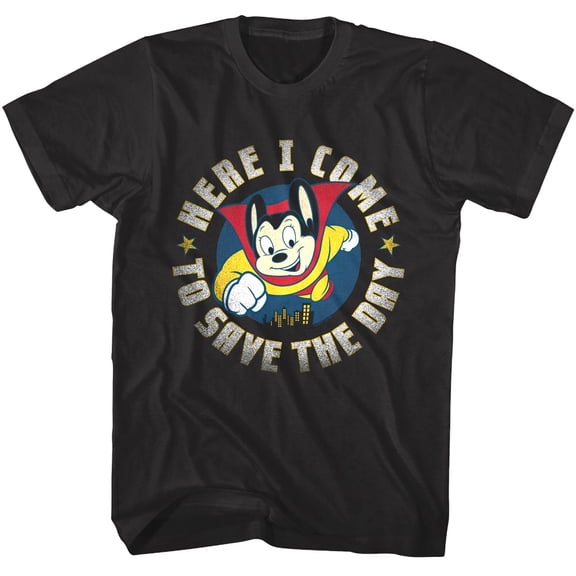 Mighty Mouse Here I Come Men's T Shirt (Black, Big&Tall3XLT)