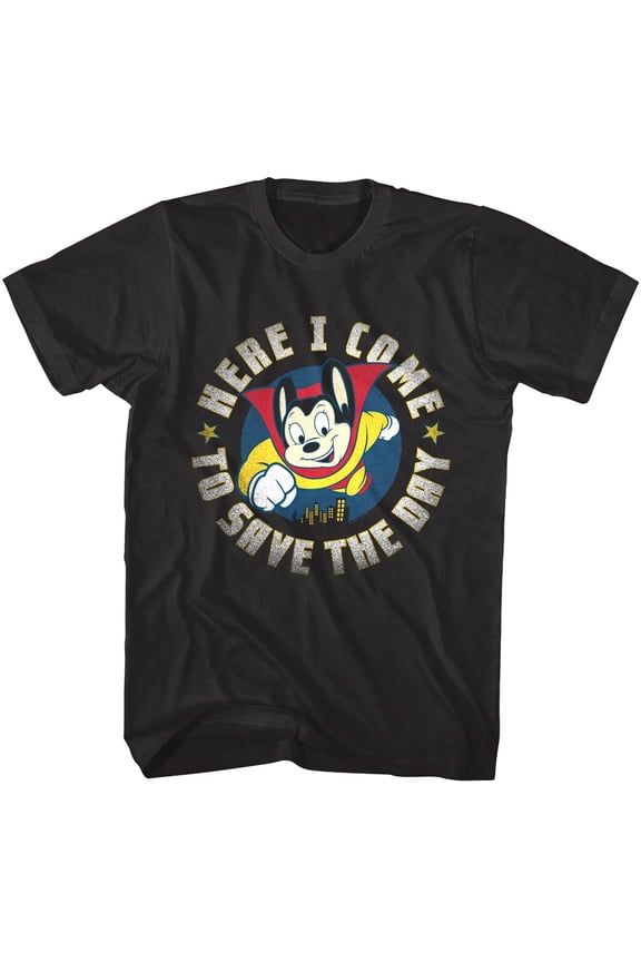 Mighty Mouse Here I Come Men's T Shirt (Black, Big&Tall3XLT)