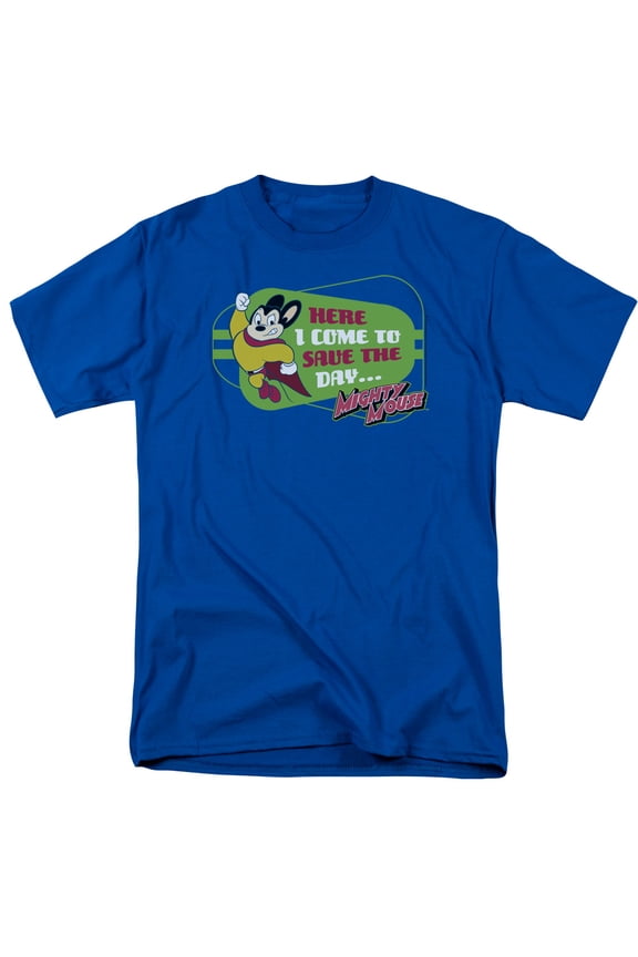 Mighty Mouse Here I Come Officially Licensed Adult T-Shirt L