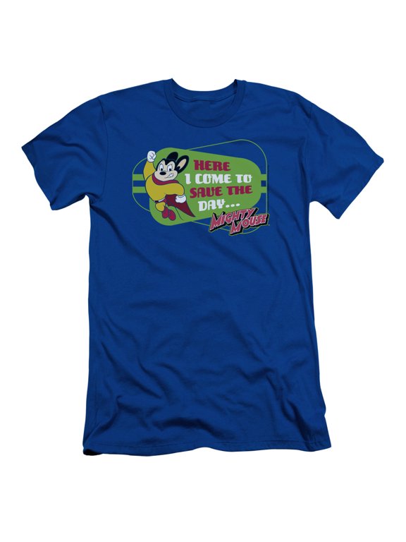 Mighty Mouse Here I Come Adult 30/1 T-Shirt Royal Blue