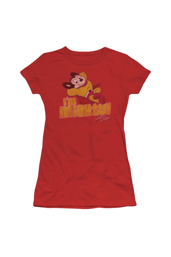 Mighty Mouse Im Mighty Junior Women's Sheer T-Shirt Red