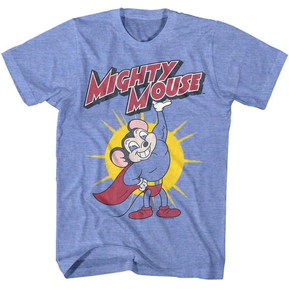 Mighty Mouse Lifting Logo Men's T Shirt (LightBlueHeather, AdultXL)