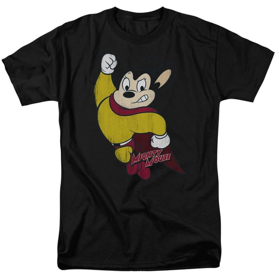 Mighty Mouse Men's Classic Hero T-shirt Medium Black