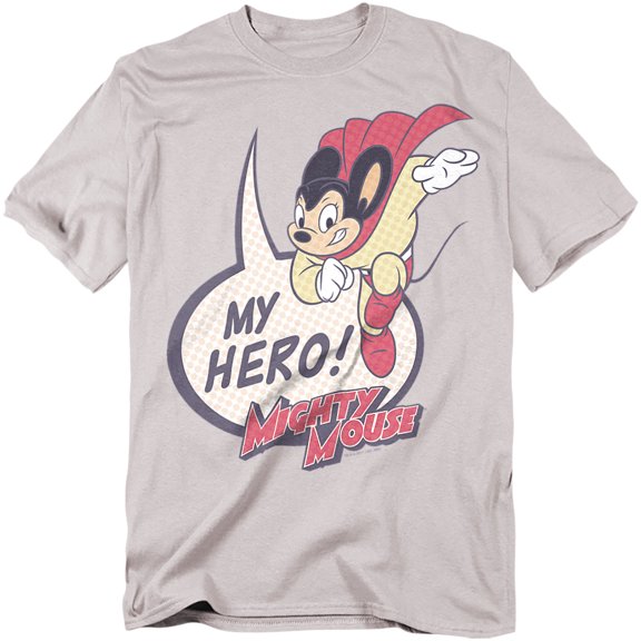 Mighty Mouse Men's My Hero T-shirt Silver