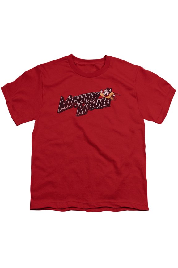 Mighty Mouse Might Logo Youth 18/1 T-Shirt Red