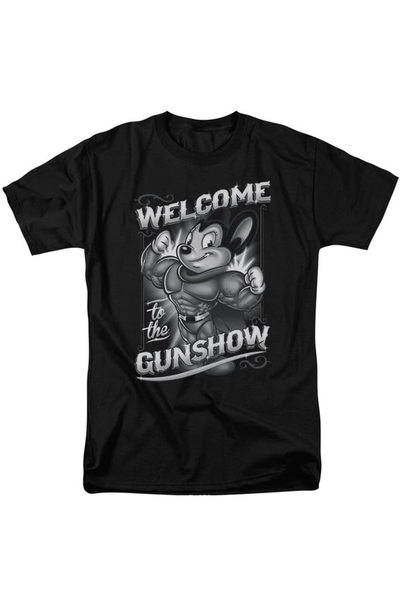 Mighty Mouse Mighty Gunshow Adult 18/1 T-Shirt Black