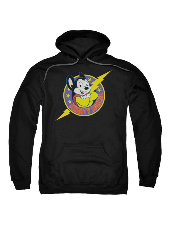 Mighty Mouse Mighty Hero Adult Pullover Hoodie Sweatshirt Black