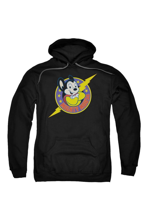Mighty Mouse Mighty Hero Adult Pullover Hoodie Sweatshirt Black