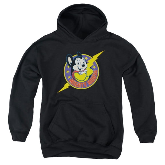 Mighty Mouse Mighty Hero Youth Pullover Hoodie Sweatshirt Black