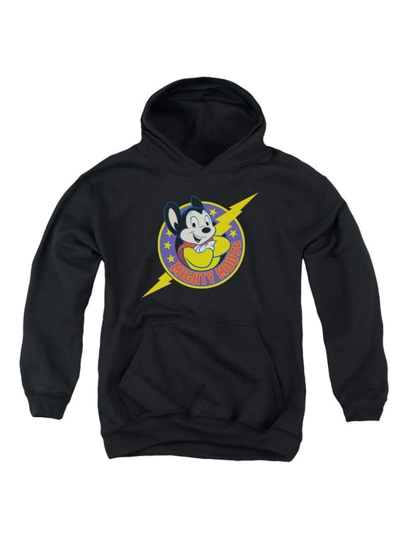 Mighty Mouse Mighty Hero Youth Pullover Hoodie Sweatshirt Black