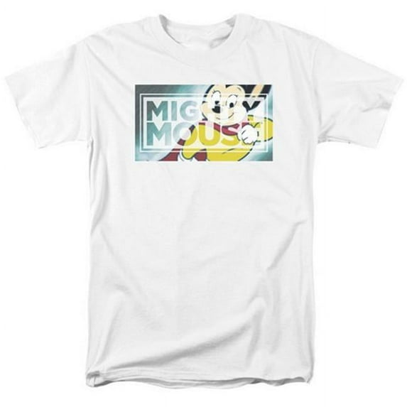 Mighty Mouse-Mighty Rectangle - Short Sleeve Adult 18-1 Tee - White, Extra Large