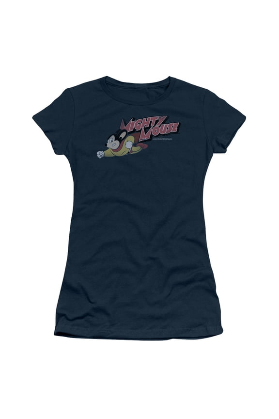 Mighty Mouse Mighty Retro Junior Women's Sheer T-Shirt Navy