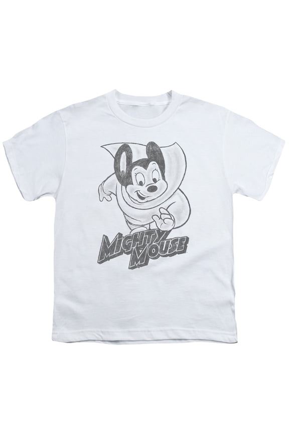 Mighty Mouse Mighty Sketch Youth 18/1 T-Shirt White