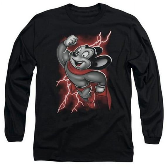 Mighty Mouse-Mighty Storm - Long Sleeve Adult 18-1 Tee - Black- 2X