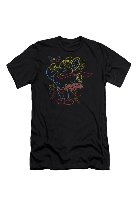 Mighty Mouse Neon Hero Adult 30/1 T-Shirt Black