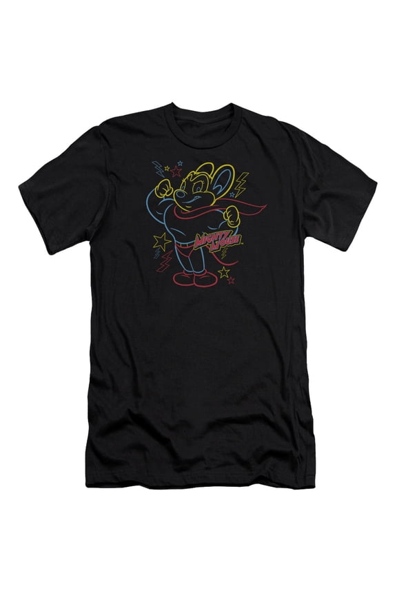 Mighty Mouse Neon Hero Premium Canvas Adult Slim Fit 30/1 T-Shirt Black