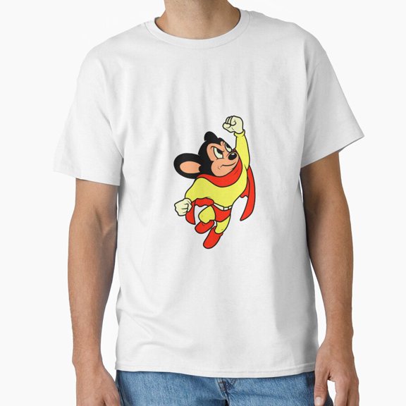 Mighty Mouse Retro Animation Flying Cape Canine Superhero Graphic T-Shirt