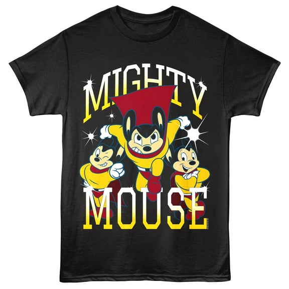 Mighty Mouse Triple Threat Men's T Shirt (Black, Adult5XL)