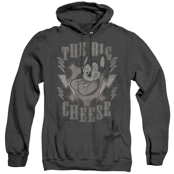 Mighty Mouse The Big Cheese Adult Heather Hoodie Sweatshirt Black