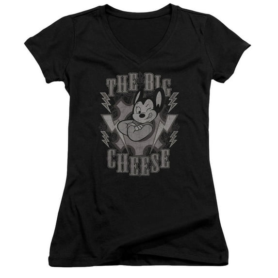 Mighty Mouse The Big Cheese Junior Women's V-Neck T-Shirt Black
