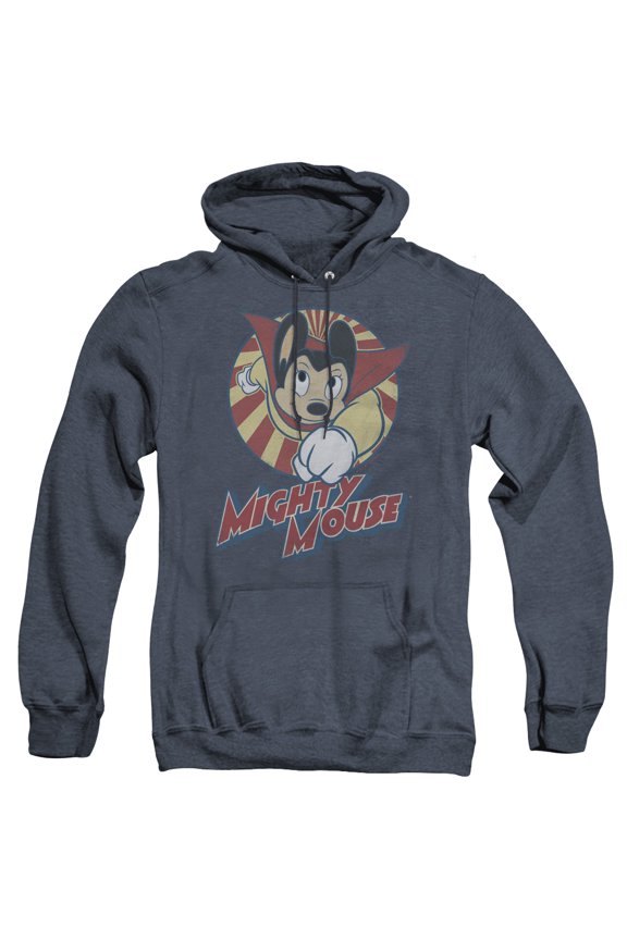 Mighty Mouse The One The Only Adult Heather Hoodie Sweatshirt Navy
