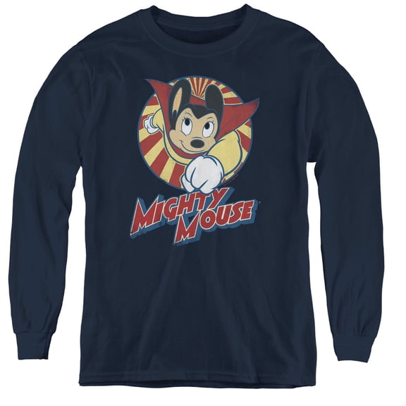 Mighty Mouse The One The Only Youth Long Sleeve T-Shirt Navy