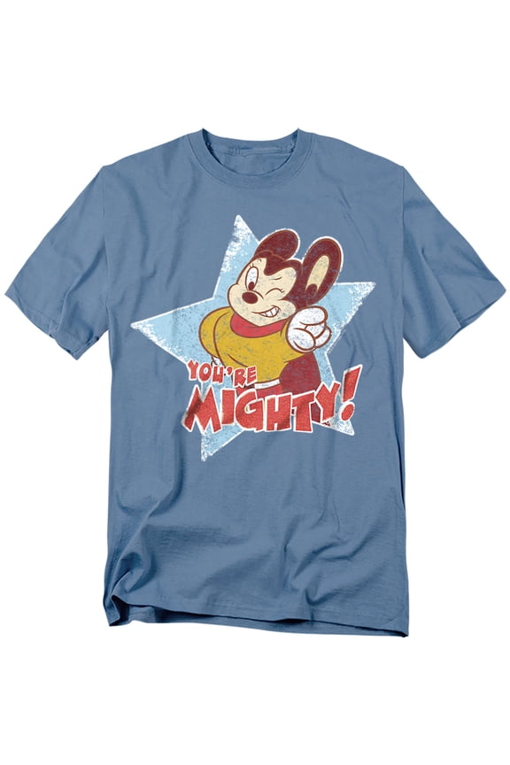 Mighty Mouse Youre Mighty Mens Short Sleeve Shirt (Carolina Blue, )