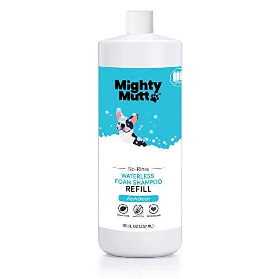 Mighty Mutt Hypoallergenic Waterless Shampoo for Dogs REFILL (refills ~4 bottles) | Dry Shampoo for Dogs | Waterless Foam No Rinse | Anti-Itch, Soothing and Deodorizing | 30oz