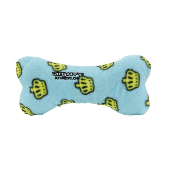 Mighty No Stuff Medium Bone Dog Toy, Blue, Squeaky Plastic Core