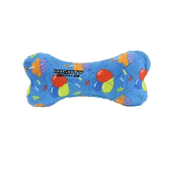 Mighty No Stuff Medium Bone Dog Toy, Celebration , Squeaky Plastic Core