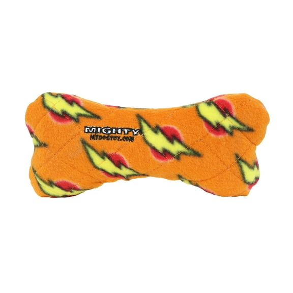 Mighty No Stuff Medium Bone Dog Toy, Orange, Squeaky Plastic Core