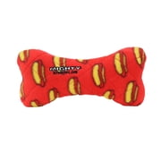 Mighty No Stuff Medium Bone Dog Toy, Red , Squeaky Plastic Core
